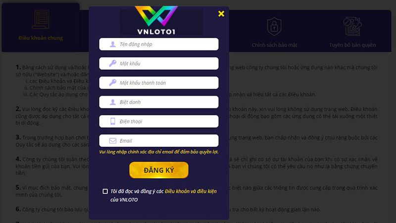 Hướng dẫn tạo tài khoản casino online VNLOTO chi tiết nhất